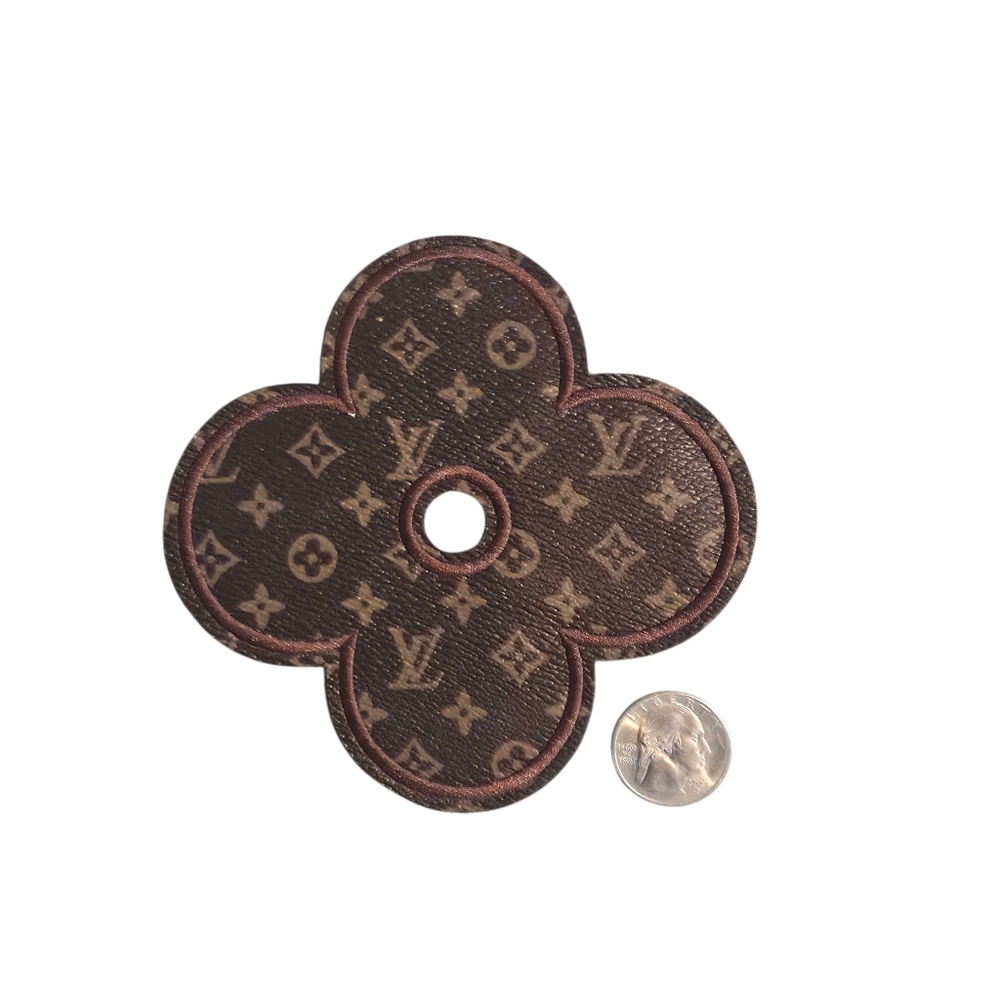 Fashion Lux Leather Flower Iron on Patch  4.5"
